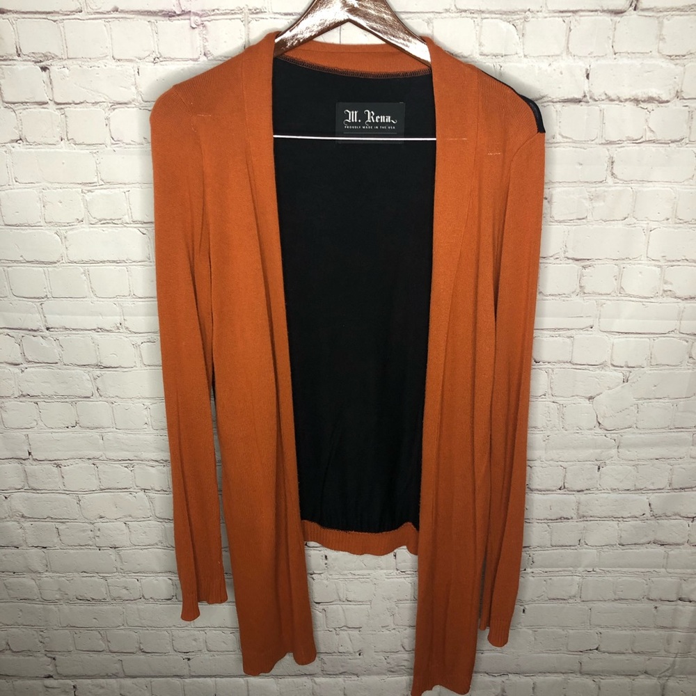 M Rena Long Sleeve Knit Floral Back Cardigan M - Picture 3 of 7